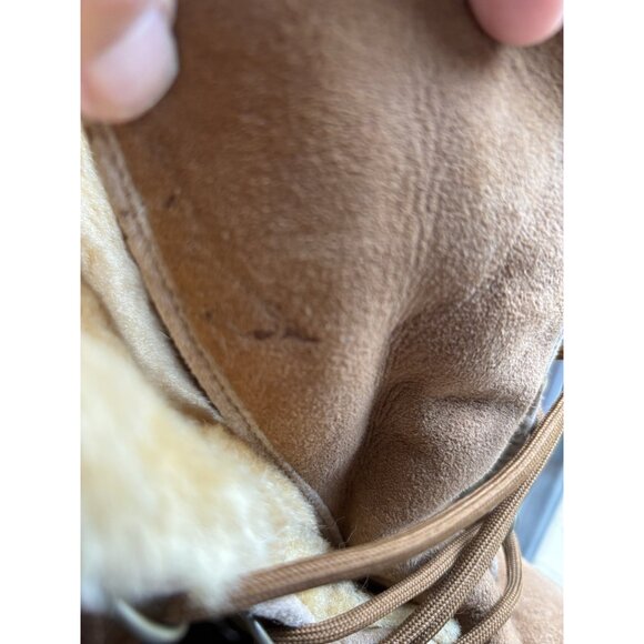 UGG Rommy Boots Womens 8 Tan Brown Suede Shearling Mid-Calf Lace-Up Nordic 3219 - Picture 9 of 14